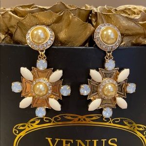 Tory Burch Pearl and Stone Earrings